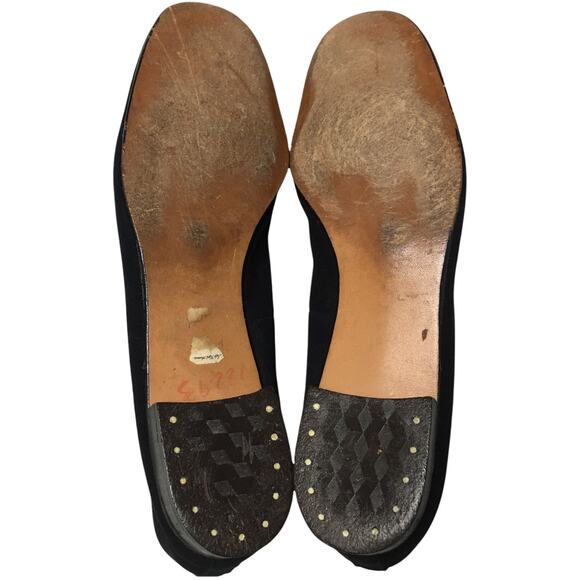 Saks Fifth Avenue Flats Gem Embellished Black Velvet Round Toe Slip On Loafer 7 - Picture 9 of 13